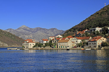 Fototapeta na wymiar small village Lepetane on bay of Tivat