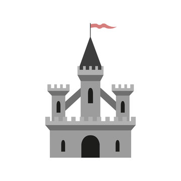 Medieval castle on white background.