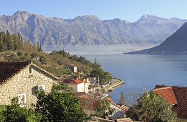 Fototapeta na wymiar Perast town in the bay of Kotor