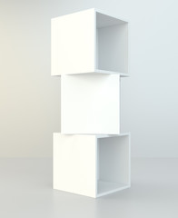 Box shelves white. 3d rendering on studio background