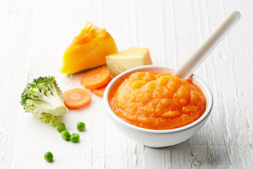 Pumpkin and carrot baby puree