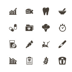 Healthy Lifestyle icons. Perfect black pictogram on white background. Flat simple vector icon.