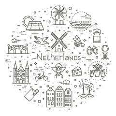 Holland flat icons set