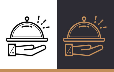 Outline icon Room service. Hotel services. Material design icon suitable for print, website and presentation
