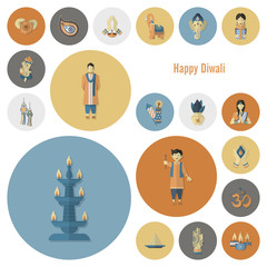 Diwali. Indian Festival Icons