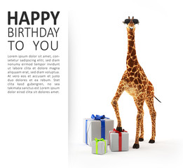 Happy Birthday Karte mit Giraffe