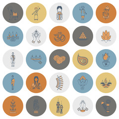 Diwali. Indian Festival Icons