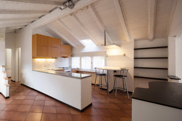Vintage wooden kitchen and stools