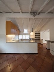 Vintage wooden kitchen and stools