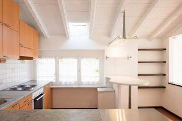 Vintage wooden kitchen and stools