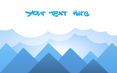 Vector illustration with mountains, clouds and space for text
