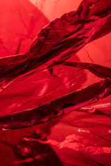 Plastic Shiny See Through Abstract Shimmer Creased Background red