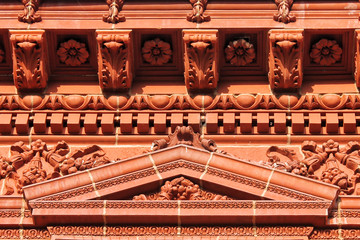 Detail of carved facade on a building