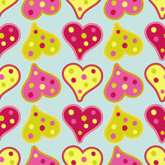 Seamless background with decorative hearts. Valentine's day. Textile rapport.