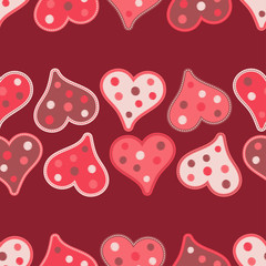 Seamless background with decorative hearts. Valentine's day. Textile rapport.