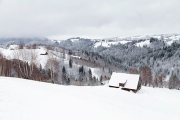 Fototapeta na wymiar Winter landscape in Transylvania, Romania