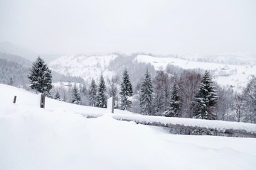 Winter landscape in Transylvania, Romania