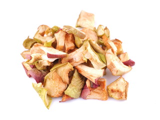 dry apples on a white background