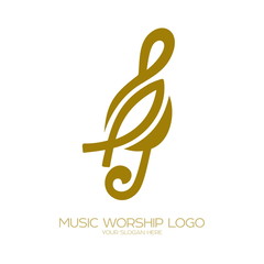 Fototapeta premium Music logo. Christian symbols. Treble clef and fish