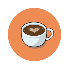 Illustration of coffee cup with love heart view top - vector
