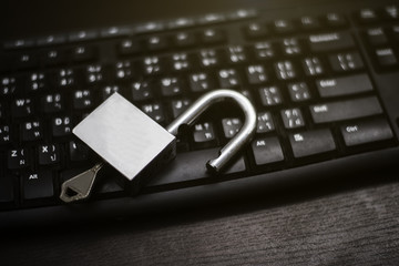 Silver lock on the keyboard.