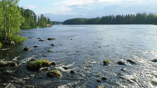 Streaming rapid Siikakoski in Konnevesi, Finland. Slow motion.