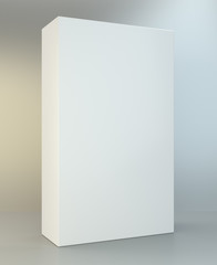 White tall rectangle blank box on studio background. 3D Illustration