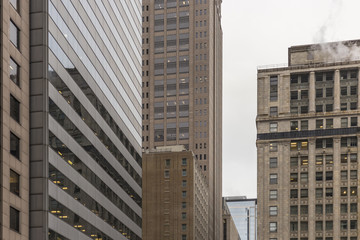 Buildings in urban setting creating geometric shapes