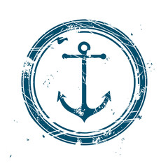 Blue maritime stamp with anchor © eyewave