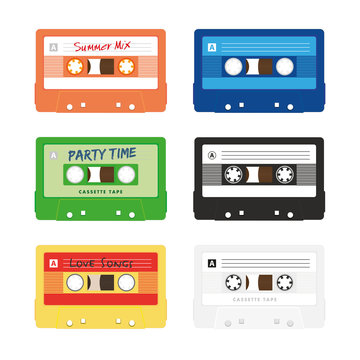 Colorful audio cassettes collection