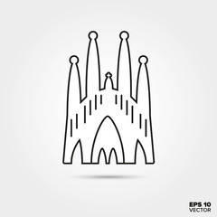 Sagrada Familia Cathedral Line Icon