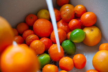 citrus fruits in a kitchen sink