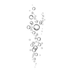 Realistic 3d air bubbles flow on white  background.