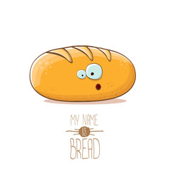 vector funky cartoon cute white loaf of bread character isolated on white background. My name is bread concept illustration. funky food bakery character
