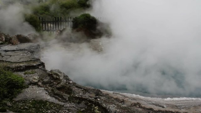 Geothermal Hot Springs with steam rising