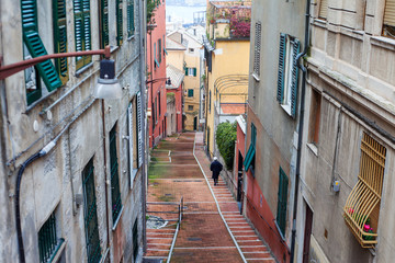 Pathway in Genoa city, Italy.