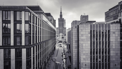 Warszawa centrum z stonowanych kolorach