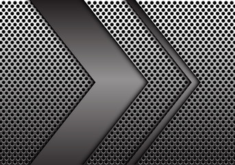 Abstract gray arrow on metal circle mesh design modern futuristic background texture vector illustration.