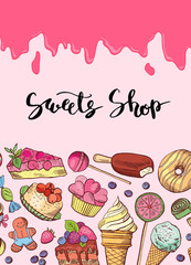 Vector hand drawn sweets illustration banner