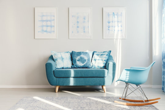 Turquoise couch in daily room