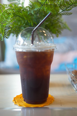 Close up ice of americano