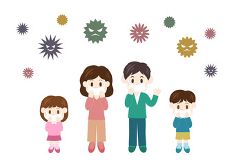 家族 風邪予防 うがい マスク 手洗い イラスト Aged Poster Ag Osame