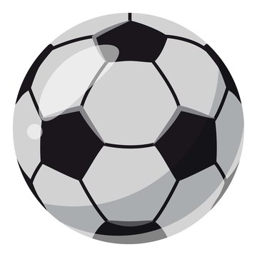Leather soccer ball icon, cartoon style