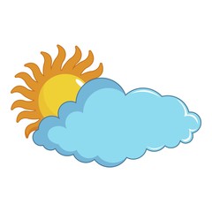Sun and cloud icon, cartoon style