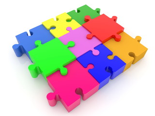 Colorful connected puzzle pieces