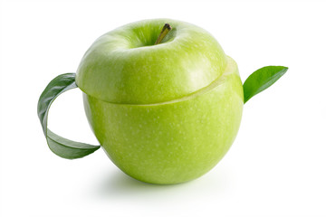 Teapot from apple. Isolated