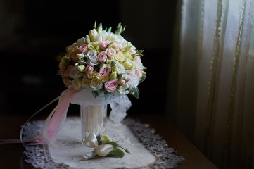 Wonderful wedding luxury bouquet of different flowers