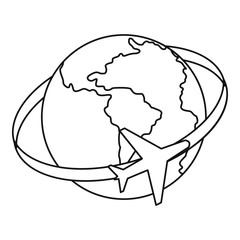 Travelling around the world icon, outline style