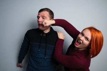 Girl beats her kissed in tracks of lipstick guy, husband changed his wife who beats him in face for...