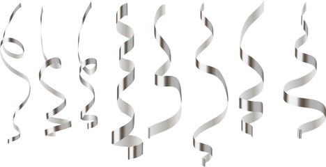  set of silver serpentine different shape on a transparent background